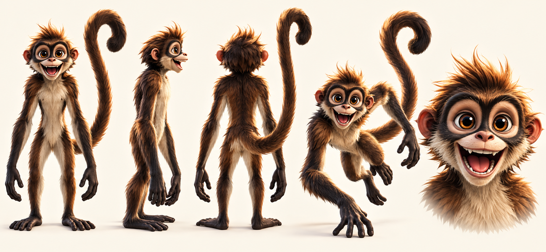 Generated modeling reference showing hero monkey views